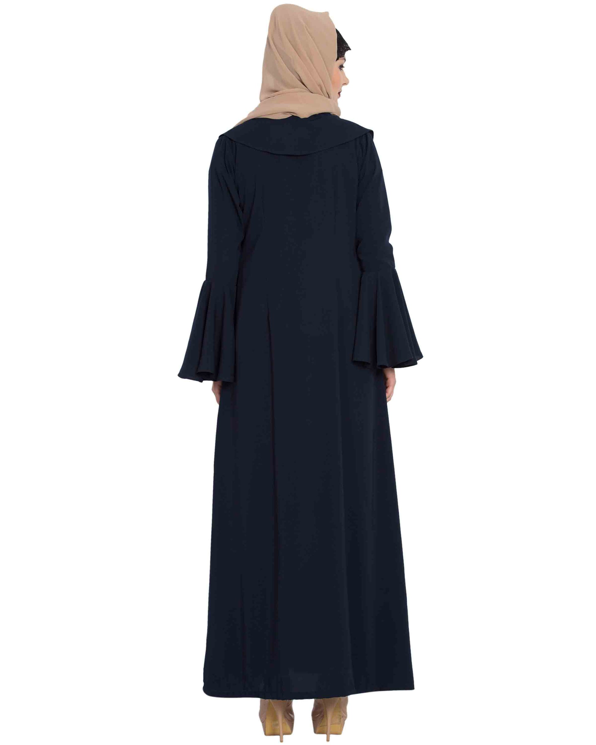Bashariya Long Cardigan With Bell Sleeves Without Inner Abaya NavyBlue - Distacart