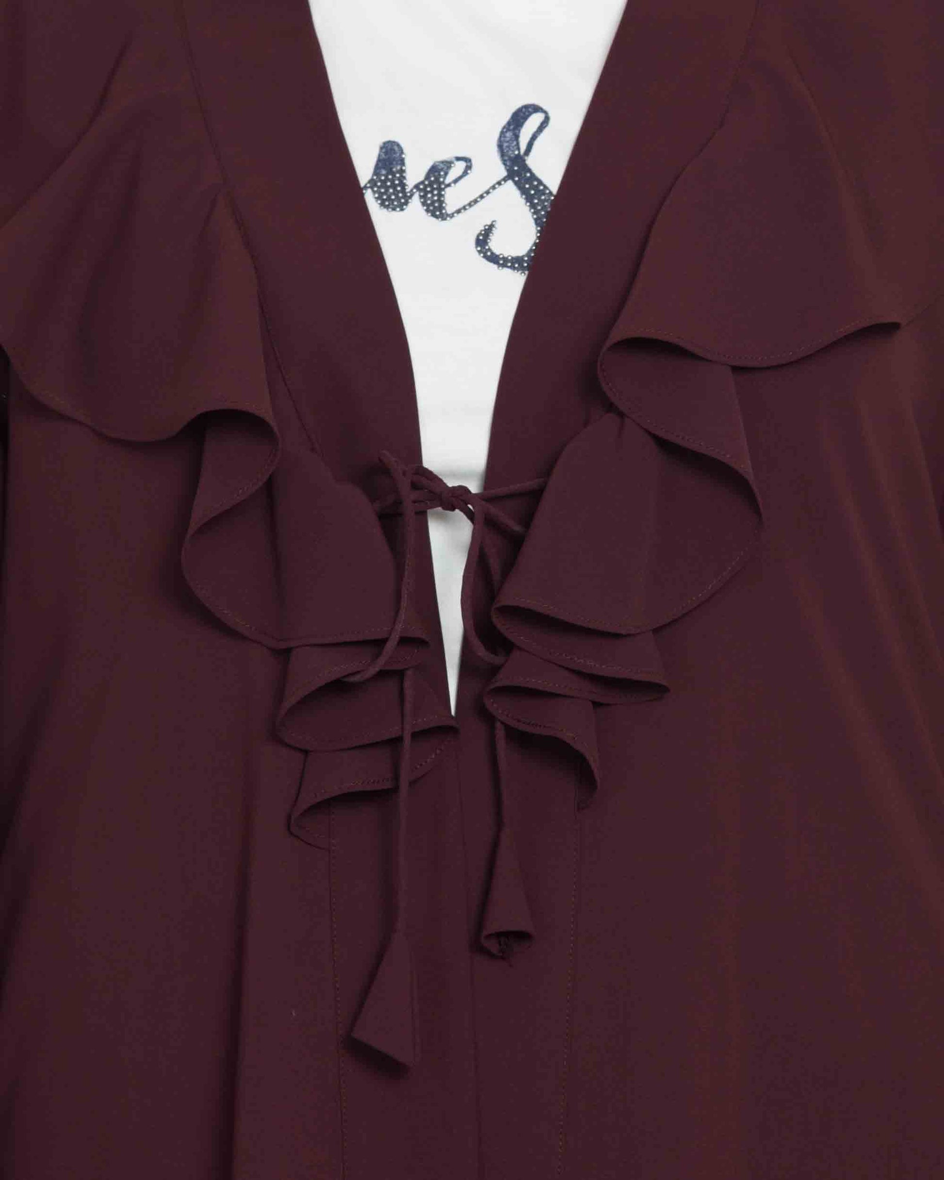 Bashariya Long Cardigan With Bell Sleeves Without Inner Abaya - Wine - Distacart