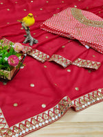 Thumbnail for Joban Fashion Red Rangoli silk Party Wear Sarees - Distacart