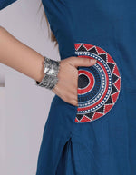 Thumbnail for Miravan Womens Blue Straight Kurta With Palazzo Set - Dista