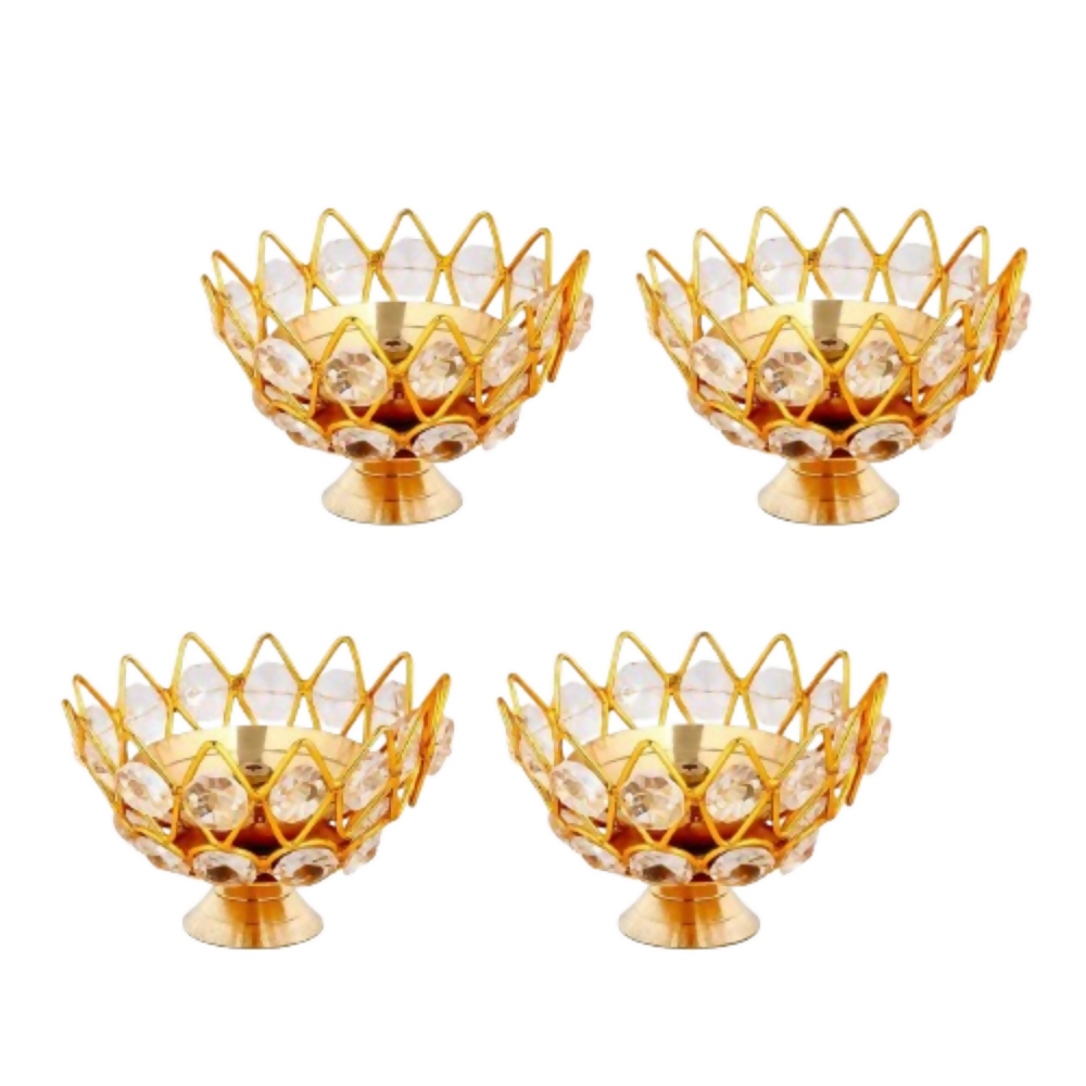Collectible India Diwali Diya Crystal Round Akhand Diya - Dista