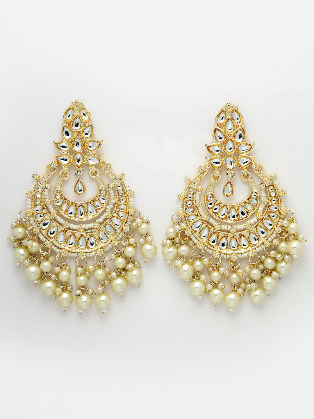 NVR Women Gold-Plated Kundan Chandbali Earrings - Distacart