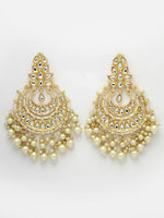 Thumbnail for NVR Women Gold-Plated Kundan Chandbali Earrings - Distacart