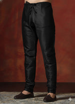 Thumbnail for Zavaya Black Plain Dupion Silk Churidar - Dista