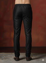 Thumbnail for Zavaya Black Plain Dupion Silk Churidar - Dista