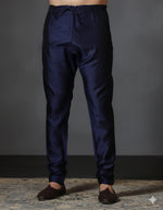 Thumbnail for Zavaya Navy Blue Plain Dupion Silk Churidar - Dista
