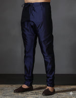 Thumbnail for Zavaya Navy Blue Plain Dupion Silk Churidar - Dista