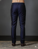 Thumbnail for Zavaya Navy Blue Plain Dupion Silk Churidar - Dista