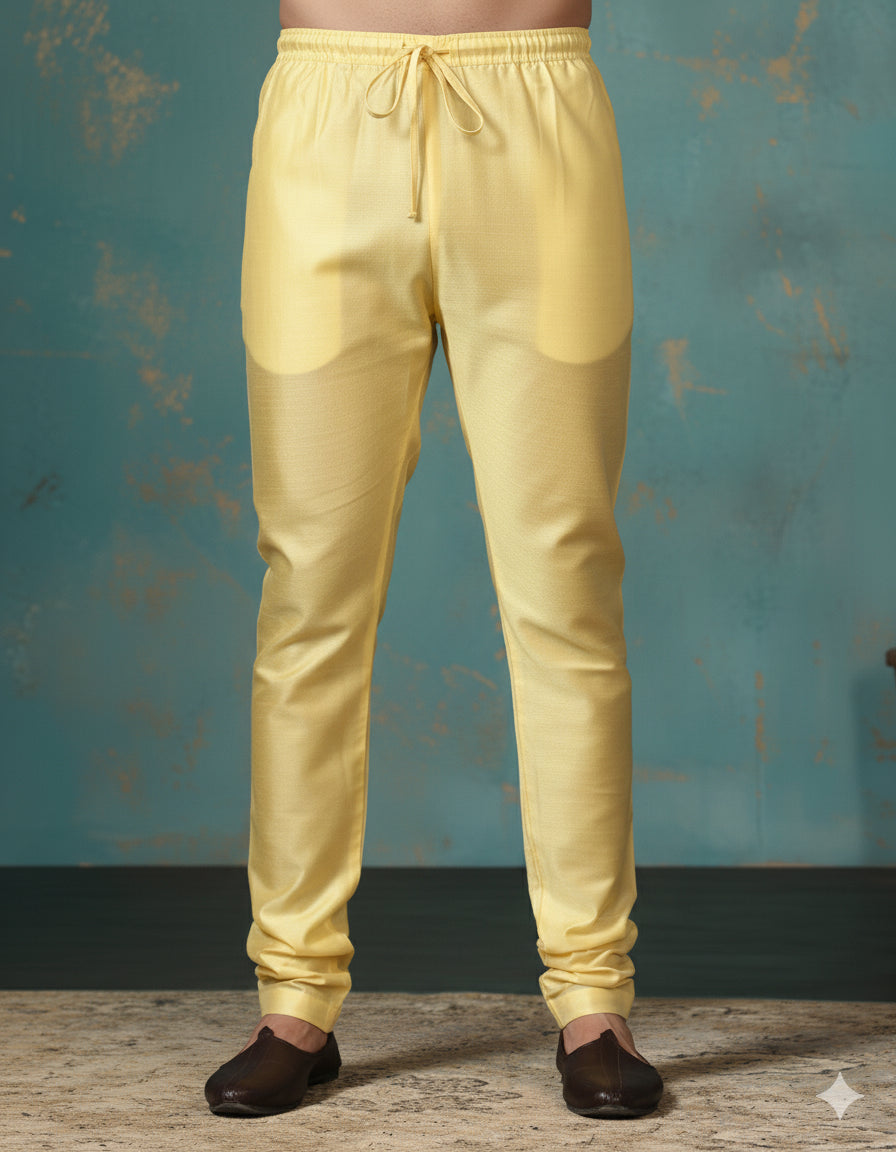 Zavaya Golden Plain Dupion Silk Churidar - Dista