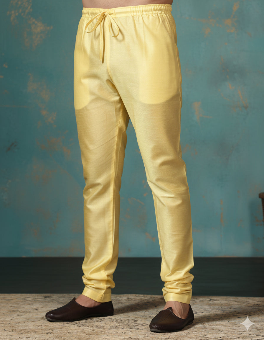 Zavaya Golden Plain Dupion Silk Churidar - Dista