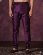Thumbnail for Zavaya Purple Plain Dupion Silk Churidar - Dista