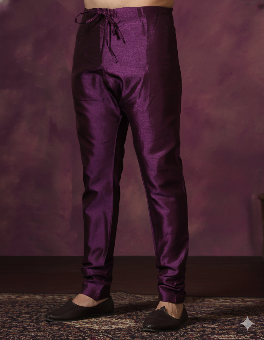 Zavaya Purple Plain Dupion Silk Churidar - Dista