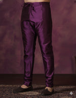 Thumbnail for Zavaya Purple Plain Dupion Silk Churidar - Dista
