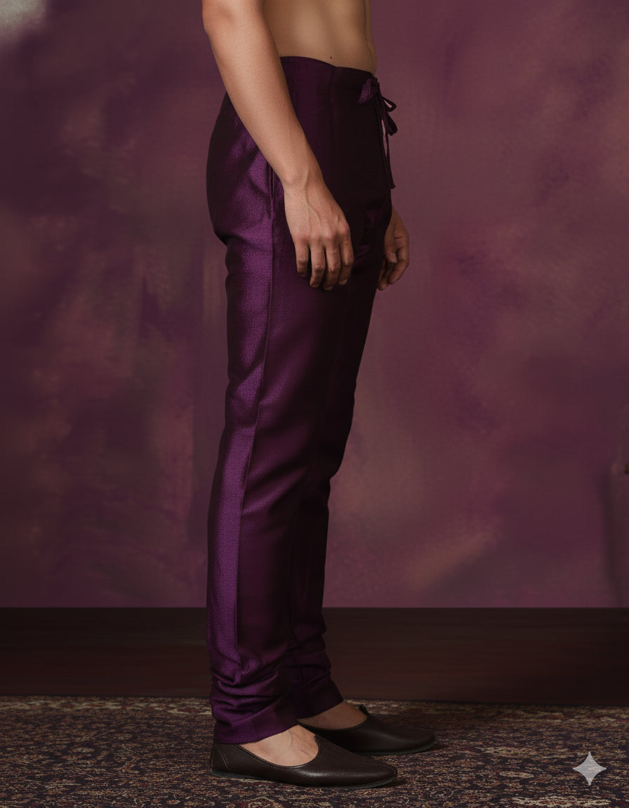Zavaya Purple Plain Dupion Silk Churidar - Dista