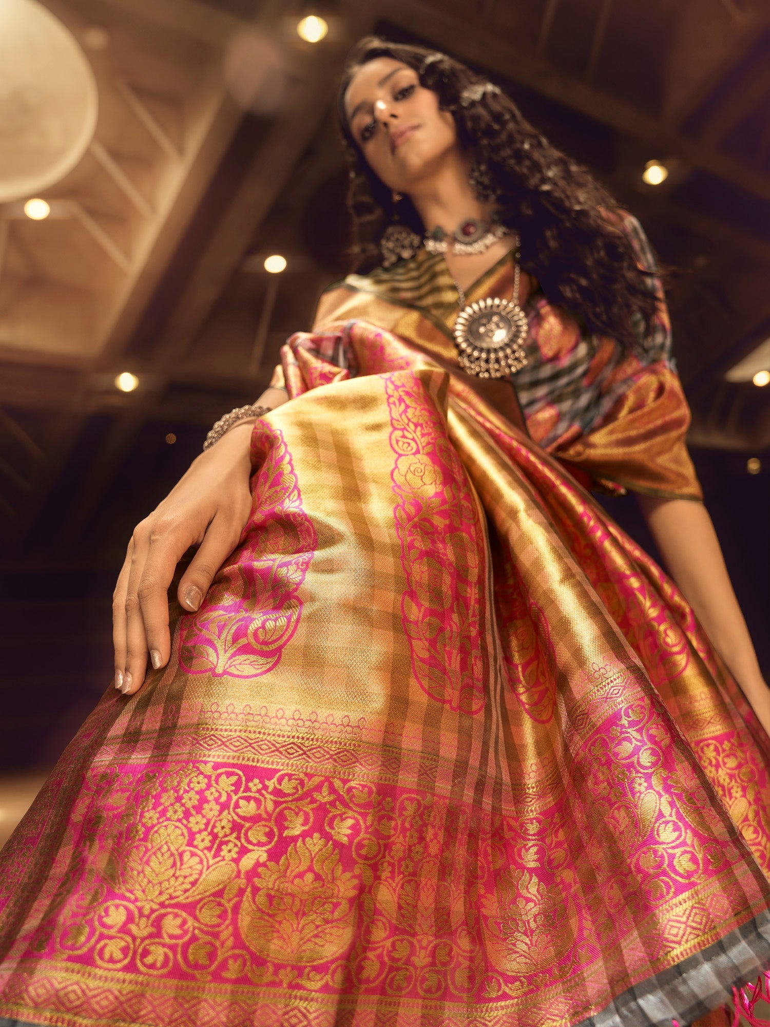 NOZ2TOZ Women's Organza Grey Woven Design Designer Saree With Blouse Piece - Distacart