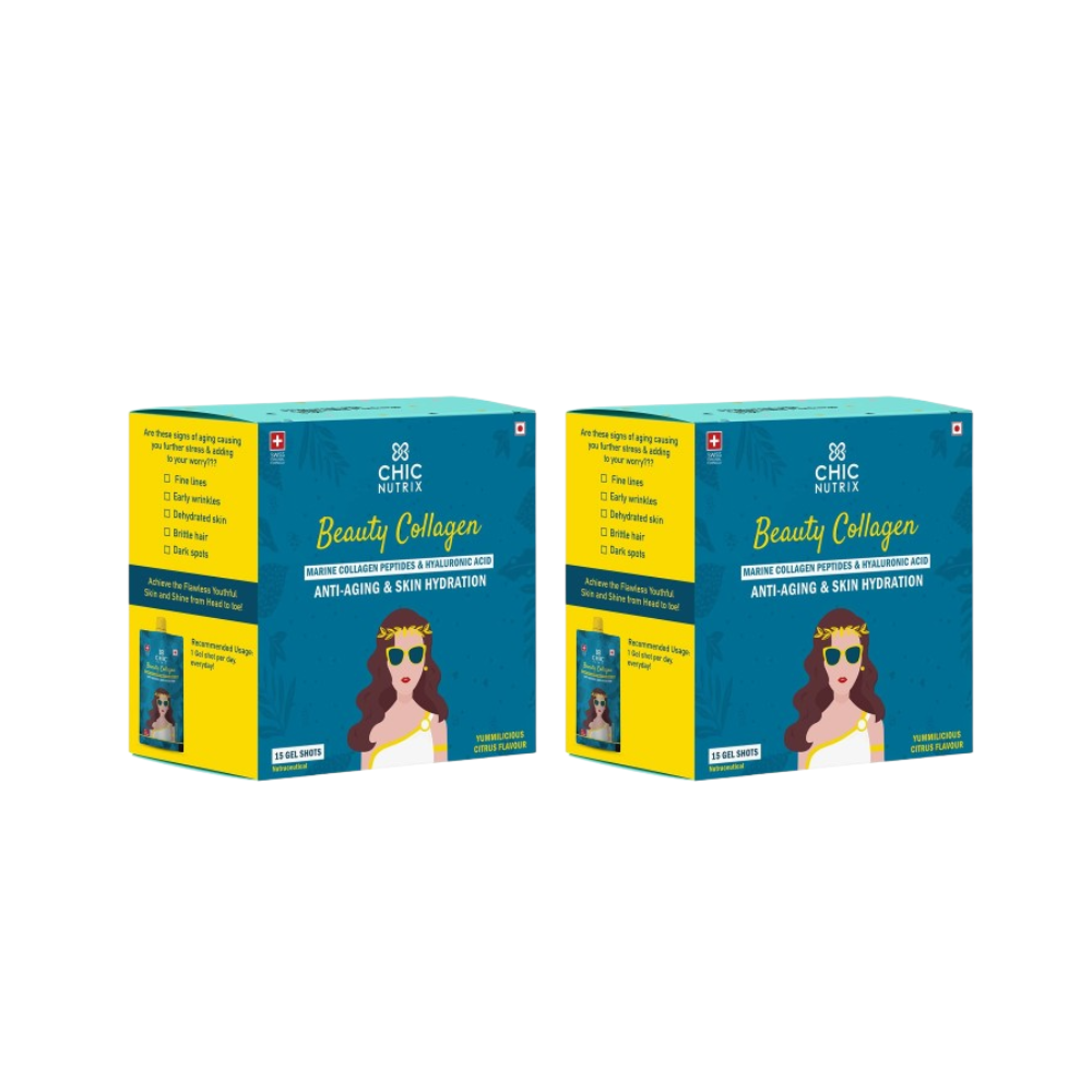 Chicnutrix Korean Beauty Collagen - Japanese Marine Collagen Peptides For Wrinkle free Skin and Anti aging - Citrus Flavour