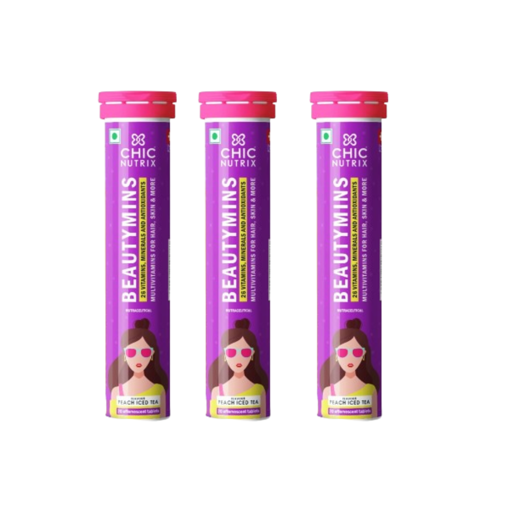 Chicnutrix Beautymins Effervescent Tablets - 26 Vitamins & Minerals Multivitamin For Women, Healthy Hair, Skin & Nails