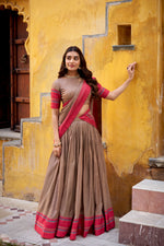 Thumbnail for Evanik Pure Chanderi With Thread Work Lehenga Choli - Distacart