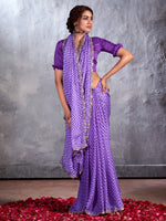 Thumbnail for NOZ2TOZ Women's Chiffon Purple Embellished Designer Saree With Blouse Piece - Distacart