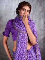 Thumbnail for NOZ2TOZ Women's Chiffon Purple Embellished Designer Saree With Blouse Piece - Distacart