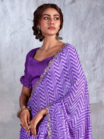 Thumbnail for NOZ2TOZ Women's Chiffon Purple Embellished Designer Saree With Blouse Piece - Distacart