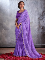Thumbnail for NOZ2TOZ Women's Chiffon Purple Embellished Designer Saree With Blouse Piece - Distacart