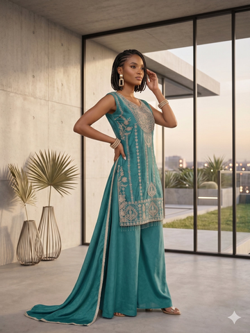 Teeya Creation Womens New Trendy Stylish Heavy Embroiedery With Beads Work Kurta Set - Dista