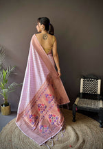 Thumbnail for Joban Fashion Lavender Jacquard Butti Soft Lichi Silk Paithani Saree - Distacart