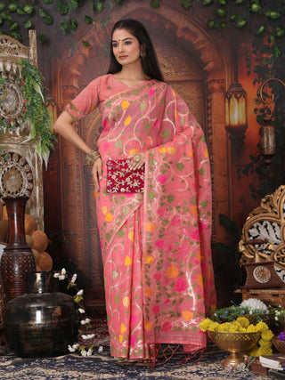 Astita Linen Cotton Pink Saree