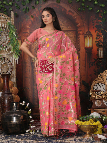 Astita Linen Cotton Pink Saree