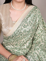 Thumbnail for Vastranavya Green Tussar Silk Printed Saree with Unstitched Blouse - Distacart
