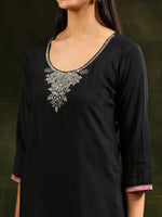 Thumbnail for Swarovski & Sequined Embroidered Kurta With Pant & Dupatta, Black - Hiral Fashion - Distacart