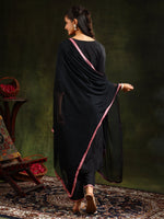 Thumbnail for Swarovski & Sequined Embroidered Kurta With Pant & Dupatta, Black - Hiral Fashion - Distacart