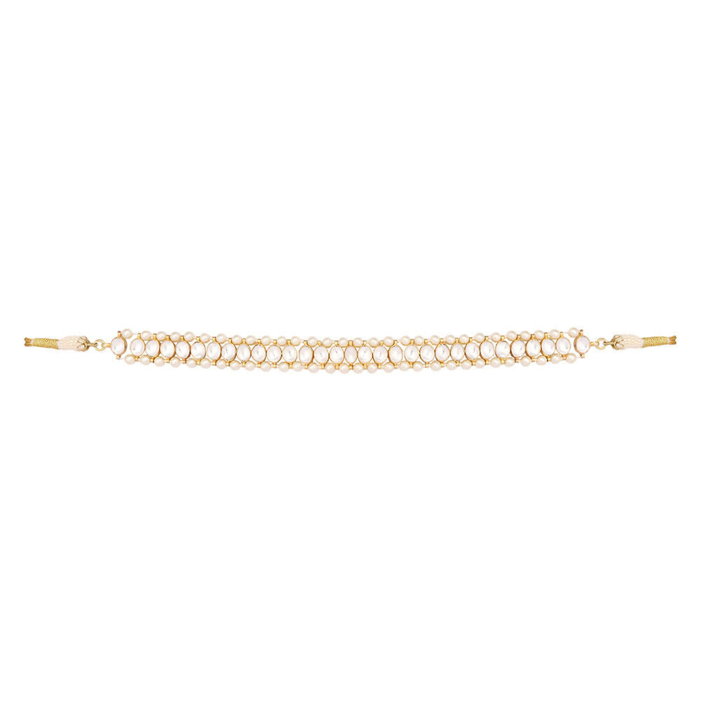 Nuyug 22K Gold Plated Kundan Refined Sleek Matha Patti