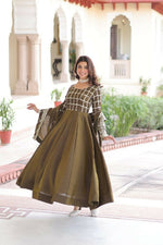 Thumbnail for Joban Fashion Mehndi Kurta Set Silk Sequins , Zari, Coding & Thread Embroidered work - Distacart