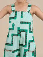 Thumbnail for Snakes and Ladders Girls Green Table Print Jumpsuit from Siblings Collection - Distacart