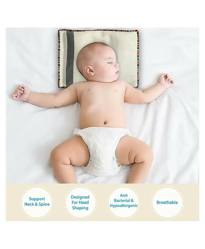 AHC Mustard Seed Pillow - Baby Head Shape Support, with Bamboo Cover - Distacart