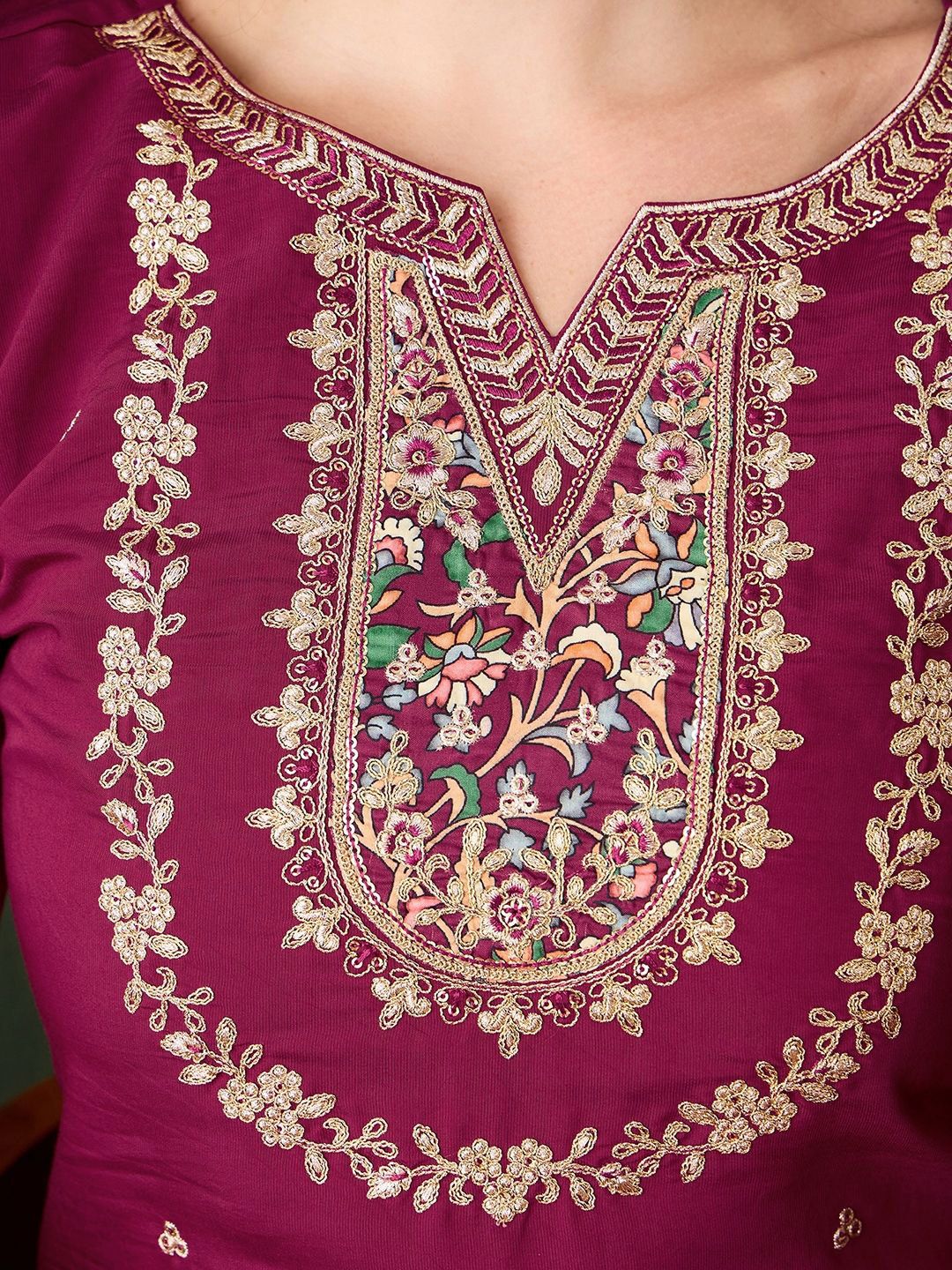 Sangria Embroidered Kurta & Trouser With Dupatta - Distacart