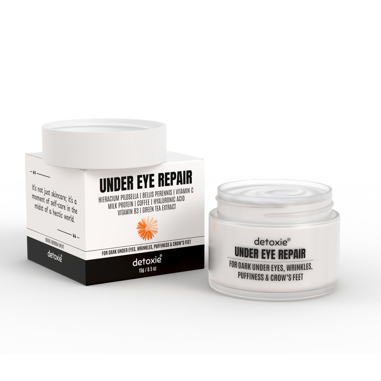 Detoxie Stress Free Look Combo | Face Serum 30ml +Moisturizer 50g +Under Eye Cream 15g - Distacart