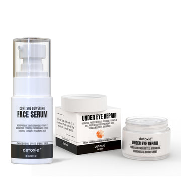 Detoxie Dark Circle & Cortisol Lowering Combo| Cortisol Lowering Serum 30 ml + Under Eye Cream 15gm - Distacart