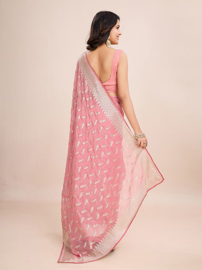 kasee Floral Embroidered Art Silk Ready to Wear Saree - Distacart