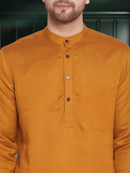 Even Apparels Men's Copper Coloured Linen Kurta - Distacart
