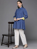 Thumbnail for Ahalyaa Women Blue Cotton Printed Tunic - Distacart