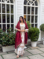 Thumbnail for Teeya Creation White Color Chinon Silk Party Wear Trending Palazzo Set - Distacart
