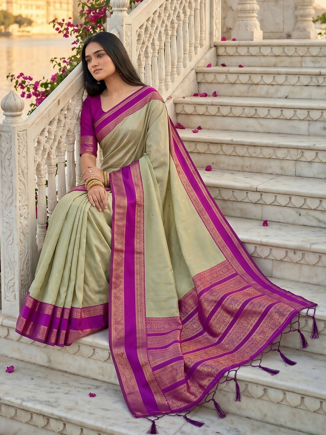 Shree Shyam Fashion Chiku Silk Blend Saree - Dista