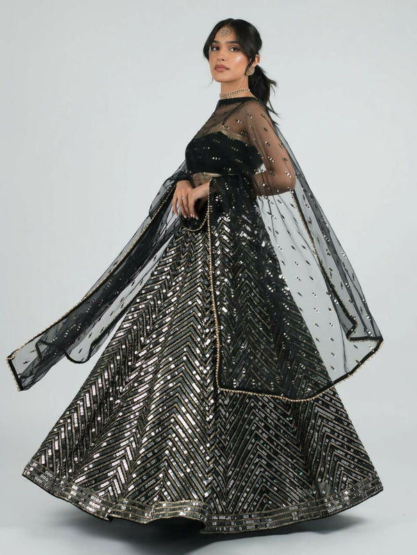 Jyoti Fashion Women's Silver Georgette Sequins with Zari Embroidered Designer Lehenga Choli Set - Distacart