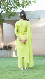 Thumbnail for BulBul Akshyani Green Rayon Kurta Set with Dupatta