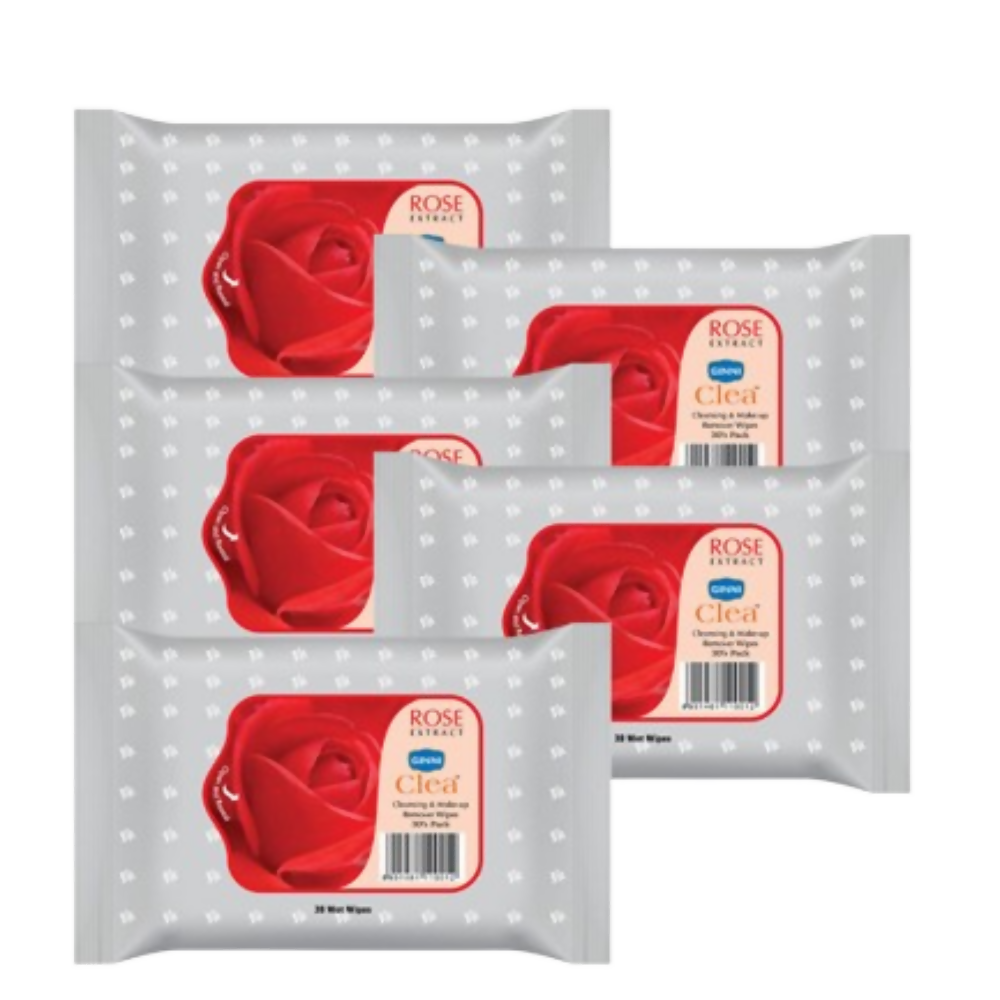 Ginni Set of 5 Rose Cleansing & Makeup Remover Wet Wipes - Dista