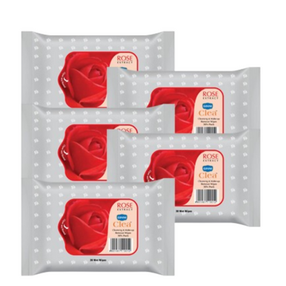 Ginni Set of 5 Rose Cleansing & Makeup Remover Wet Wipes - Dista