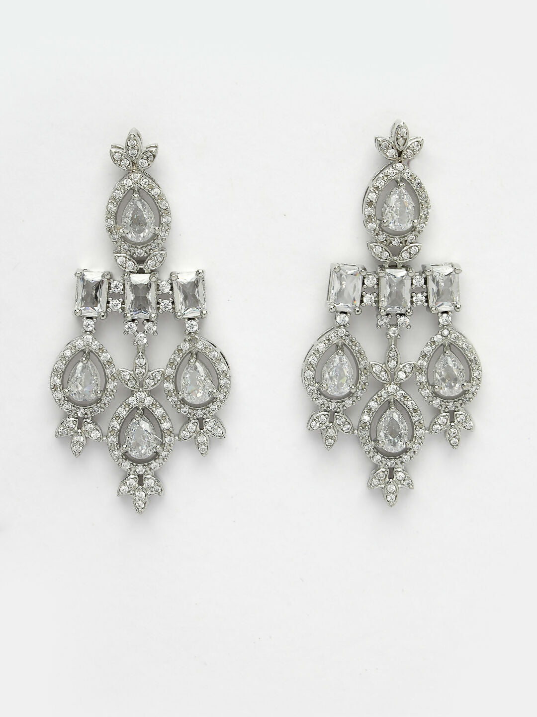 NVR Women's Silver-Plated Cubic Zirconia Studded Handcrafted Jewellery Set - Distacart